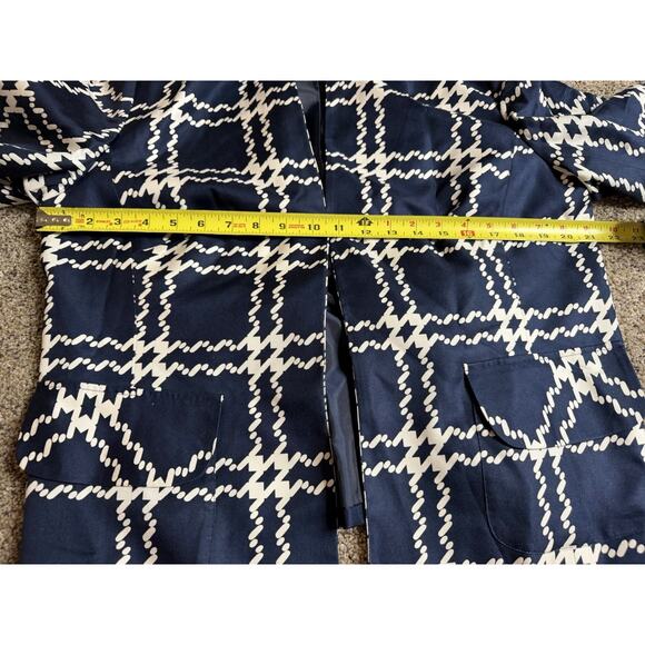 Pendleton Jacket Womens Blue White Plaid Open Silk Career Blazer Jacket Sz 16 - Picture 6 of 6